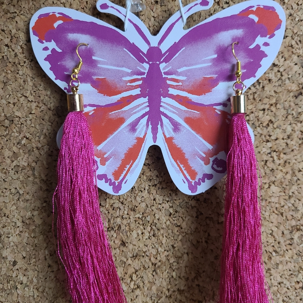 Fuchsia tassel earrings